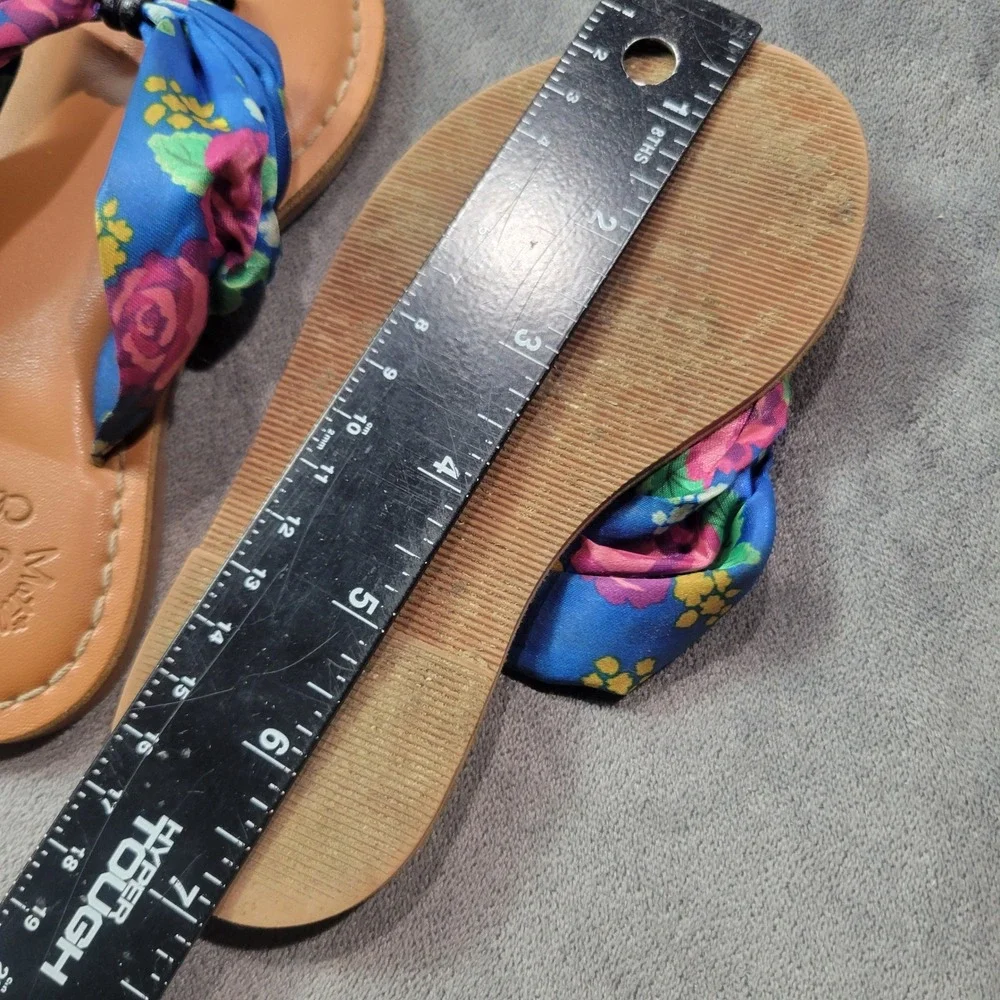 Matilda Jane Clothing Girls Floral Fabric‎ Knot Thong Sandals Blue Pink Size 10